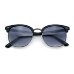 Iconic Half Rim Gentlemanly Hipster Fashion Horn Temple Sunglasses