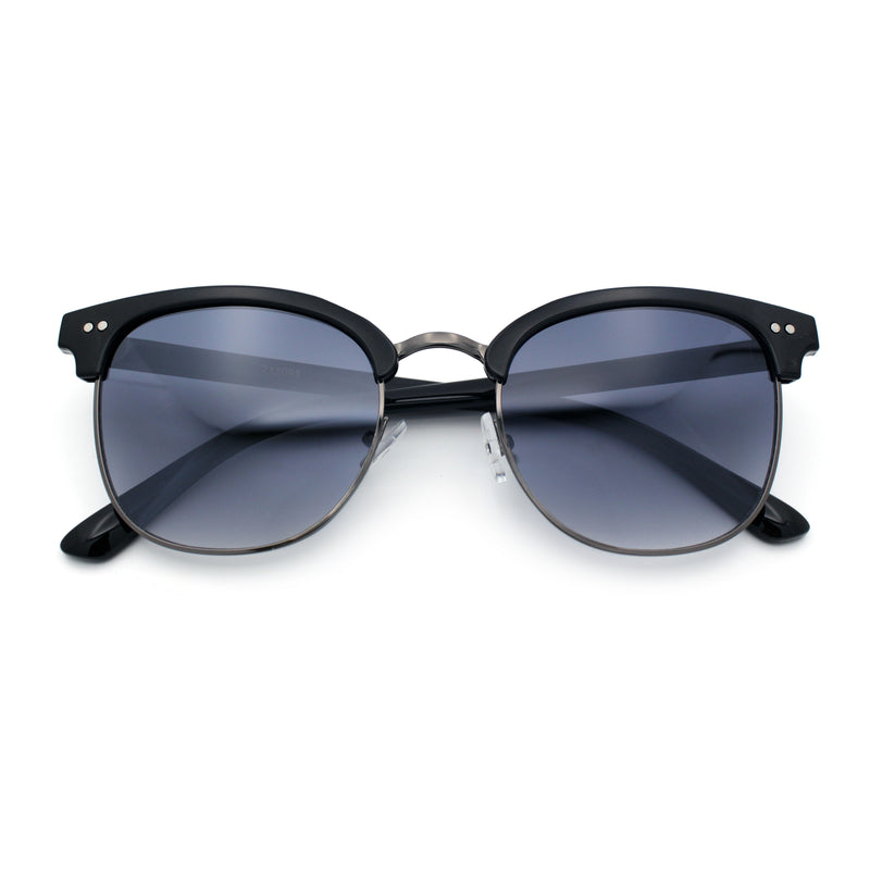 Iconic Half Rim Gentlemanly Hipster Fashion Horn Temple Sunglasses