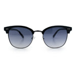 Iconic Half Rim Gentlemanly Hipster Fashion Horn Temple Sunglasses