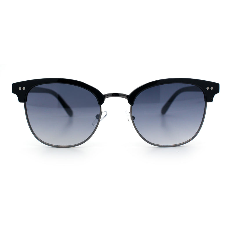Iconic Half Rim Gentlemanly Hipster Fashion Horn Temple Sunglasses