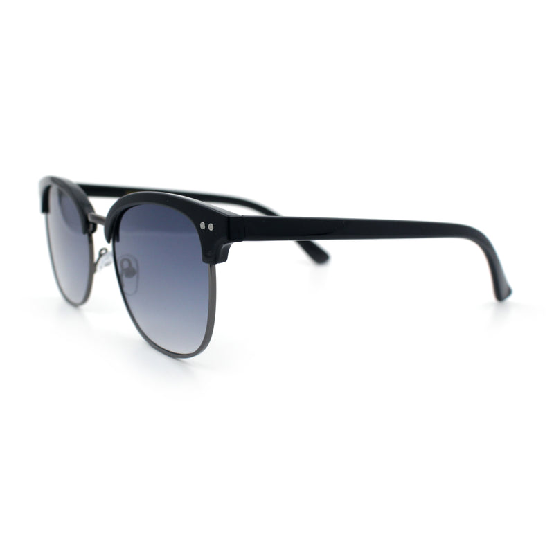 Iconic Half Rim Gentlemanly Hipster Fashion Horn Temple Sunglasses