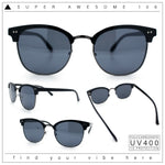 Iconic Half Rim Gentlemanly Hipster Fashion Horn Temple Sunglasses