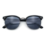 Iconic Half Rim Gentlemanly Hipster Fashion Horn Temple Sunglasses