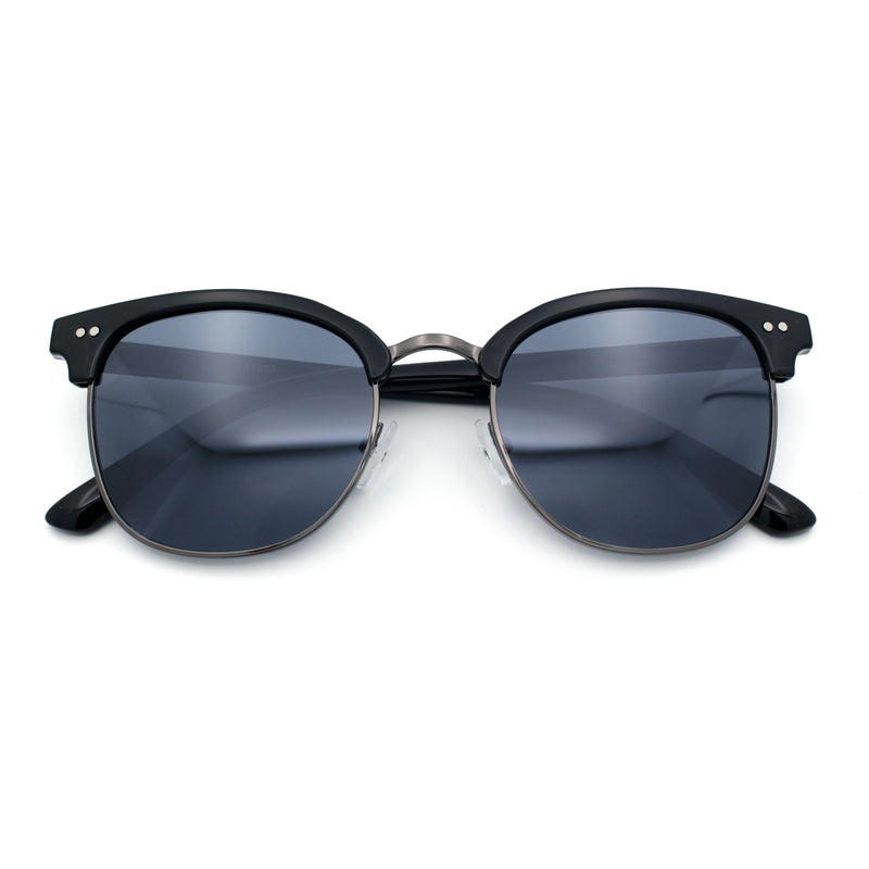 Iconic Half Rim Gentlemanly Hipster Fashion Horn Temple Sunglasses
