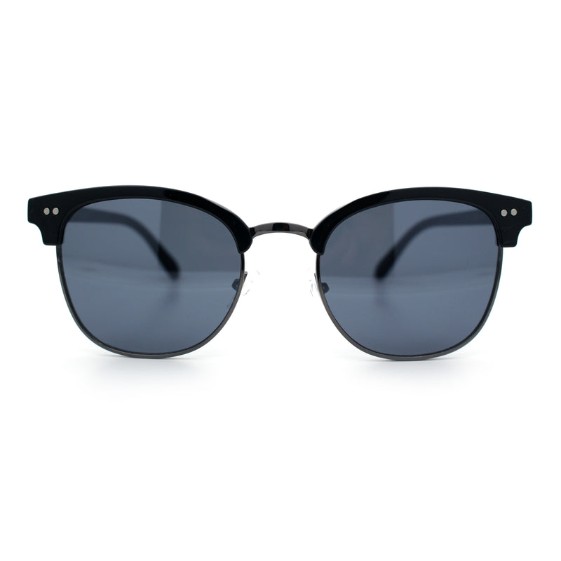 Iconic Half Rim Gentlemanly Hipster Fashion Horn Temple Sunglasses