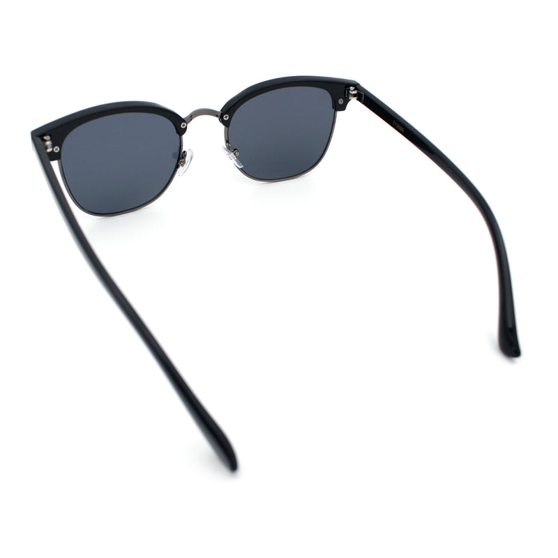 Iconic Half Rim Gentlemanly Hipster Fashion Horn Temple Sunglasses