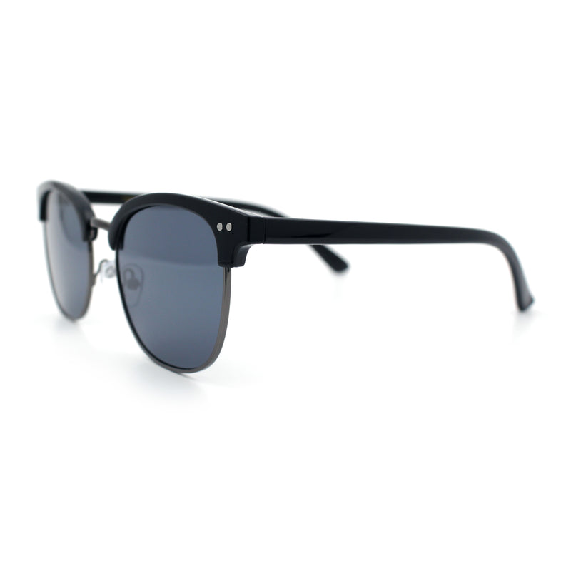 Iconic Half Rim Gentlemanly Hipster Fashion Horn Temple Sunglasses