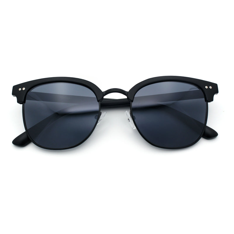 Iconic Half Rim Gentlemanly Hipster Fashion Horn Temple Sunglasses