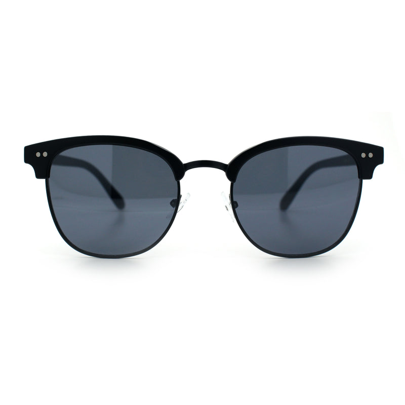 Iconic Half Rim Gentlemanly Hipster Fashion Horn Temple Sunglasses