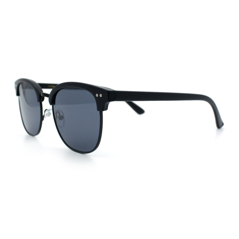 Iconic Half Rim Gentlemanly Hipster Fashion Horn Temple Sunglasses