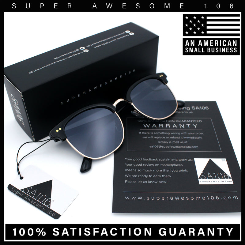 Iconic Half Rim Gentlemanly Hipster Fashion Horn Temple Sunglasses