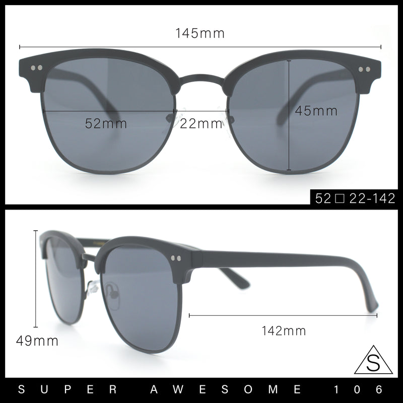 Iconic Half Rim Gentlemanly Hipster Fashion Horn Temple Sunglasses