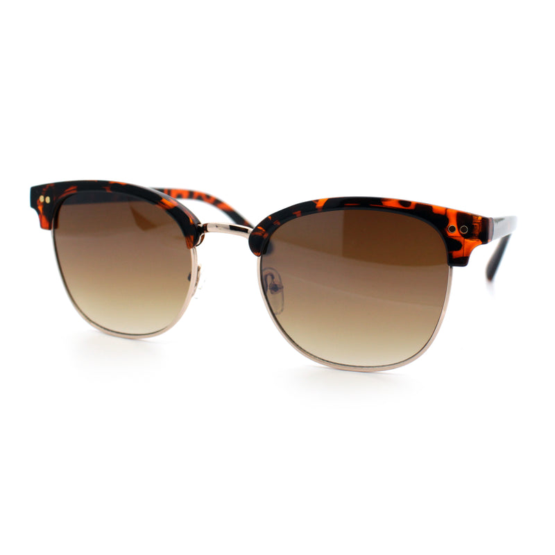 Iconic Half Rim Gentlemanly Hipster Fashion Horn Temple Sunglasses