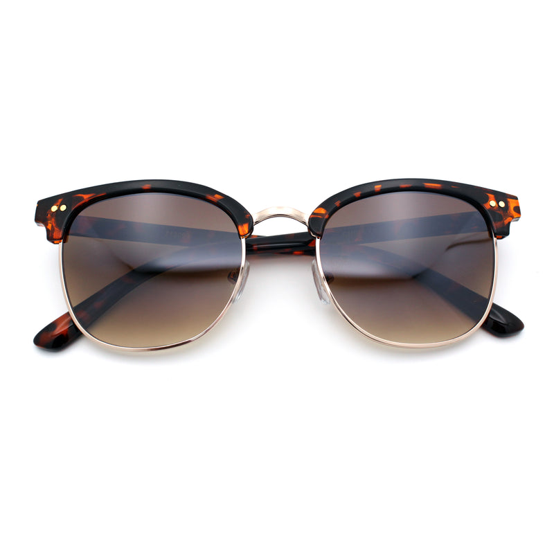 Iconic Half Rim Gentlemanly Hipster Fashion Horn Temple Sunglasses