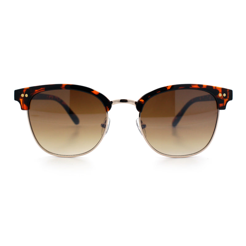 Iconic Half Rim Gentlemanly Hipster Fashion Horn Temple Sunglasses