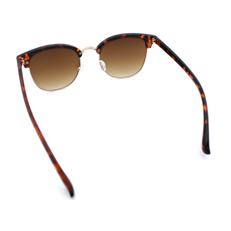 Iconic Half Rim Gentlemanly Hipster Fashion Horn Temple Sunglasses
