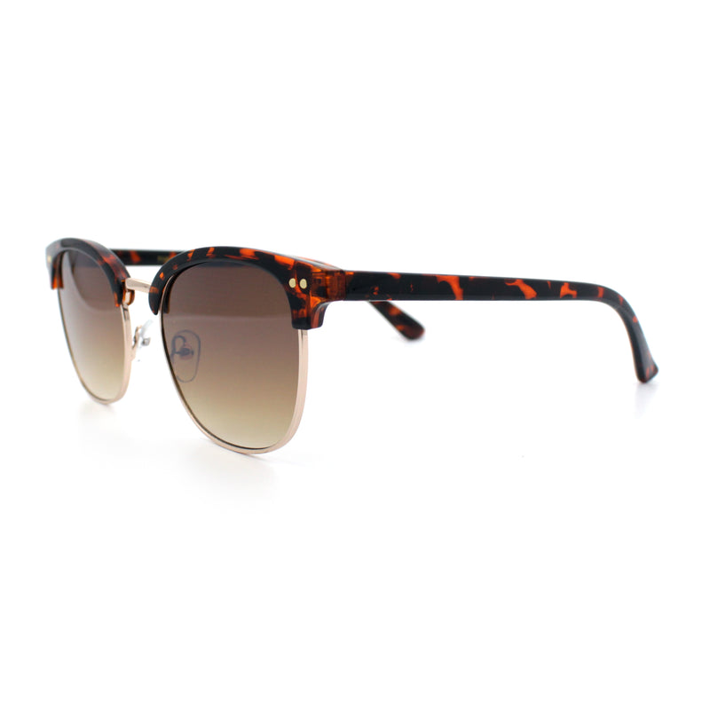 Iconic Half Rim Gentlemanly Hipster Fashion Horn Temple Sunglasses