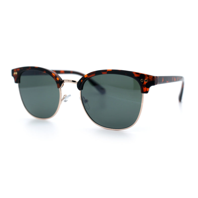 Iconic Half Rim Gentlemanly Hipster Fashion Horn Temple Sunglasses