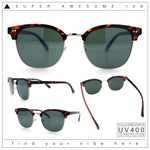 Iconic Half Rim Gentlemanly Hipster Fashion Horn Temple Sunglasses
