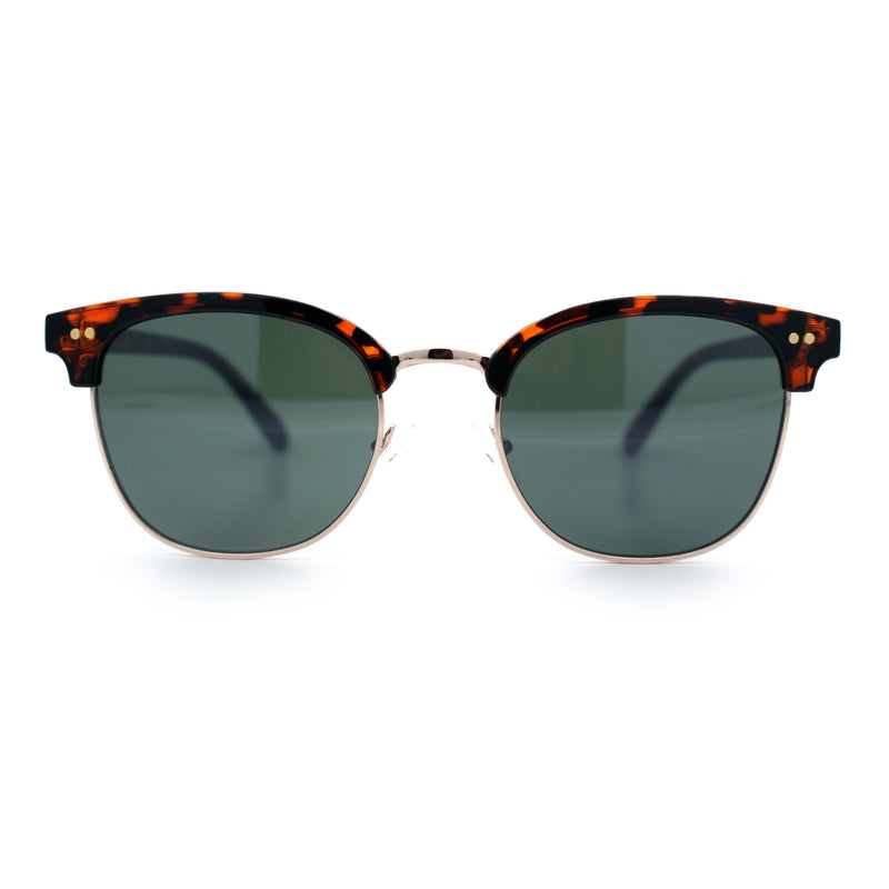 Iconic Half Rim Gentlemanly Hipster Fashion Horn Temple Sunglasses