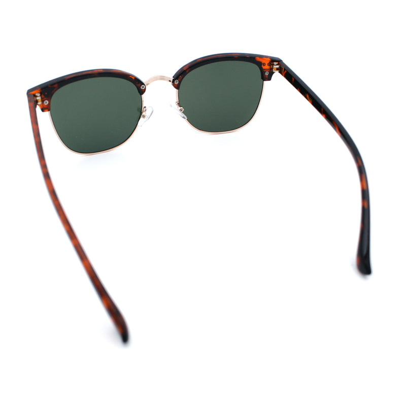 Iconic Half Rim Gentlemanly Hipster Fashion Horn Temple Sunglasses