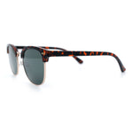 Iconic Half Rim Gentlemanly Hipster Fashion Horn Temple Sunglasses