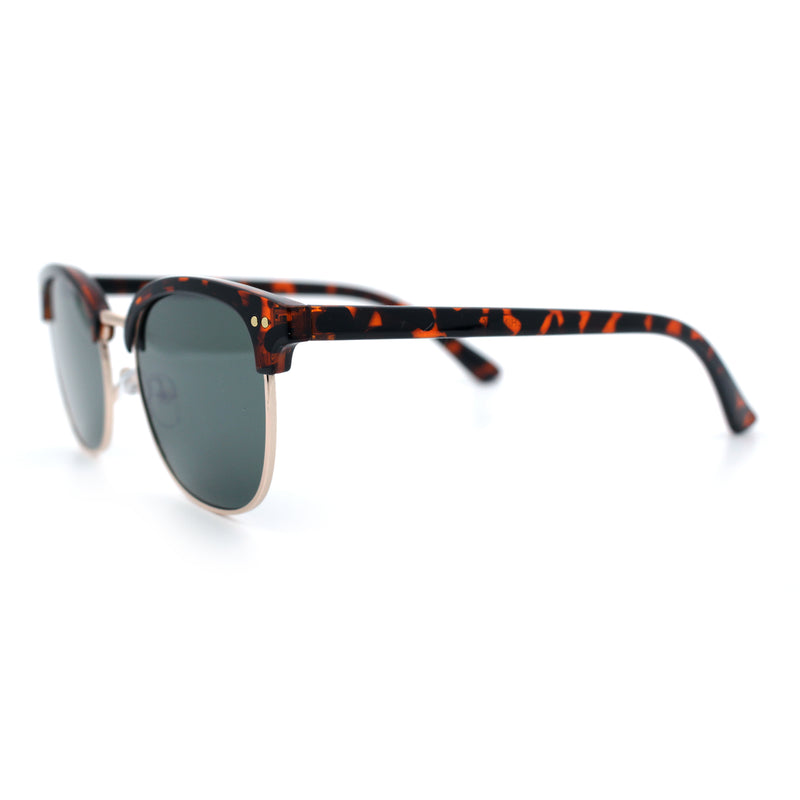 Iconic Half Rim Gentlemanly Hipster Fashion Horn Temple Sunglasses