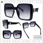 Womens Oversized Rectangular Designer Fashion Classic Mod Sunglasses