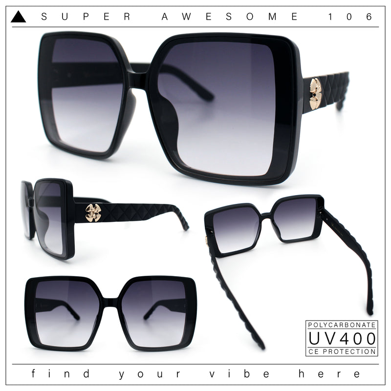 Womens Oversized Rectangular Designer Fashion Classic Mod Sunglasses