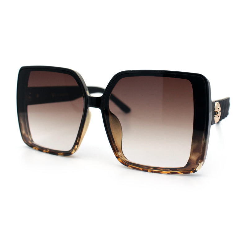 Womens Oversized Rectangular Designer Fashion Classic Mod Sunglasses