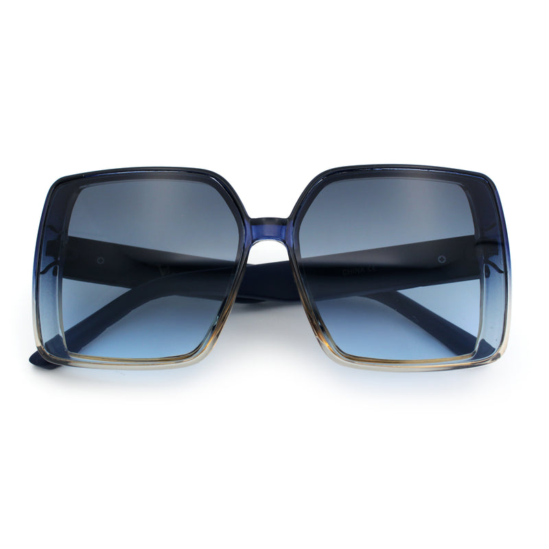 Womens Oversized Rectangular Designer Fashion Classic Mod Sunglasses