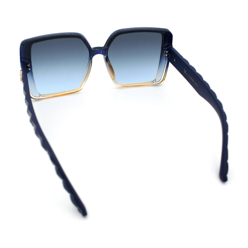 Womens Oversized Rectangular Designer Fashion Classic Mod Sunglasses