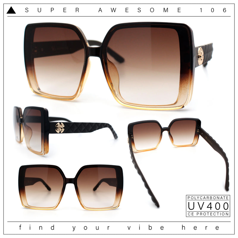 Womens Oversized Rectangular Designer Fashion Classic Mod Sunglasses