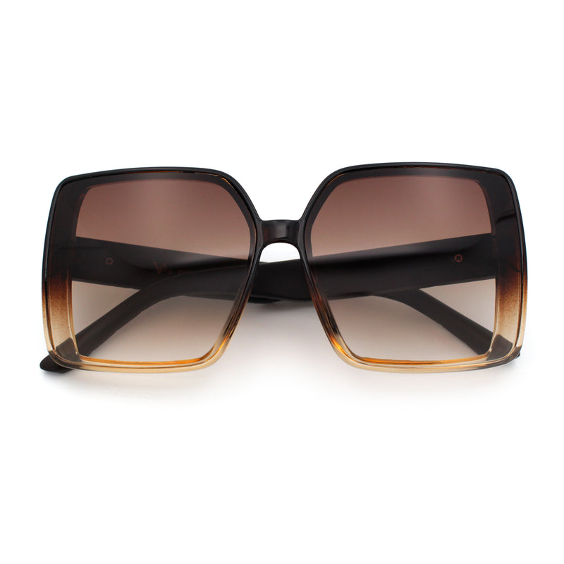 Womens Oversized Rectangular Designer Fashion Classic Mod Sunglasses