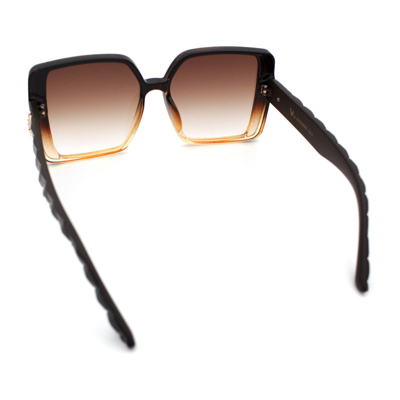 Womens Oversized Rectangular Designer Fashion Classic Mod Sunglasses
