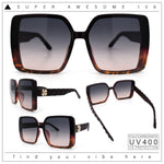 Womens Oversized Rectangular Designer Fashion Classic Mod Sunglasses