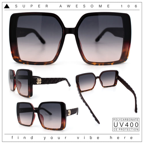 Womens Oversized Rectangular Designer Fashion Classic Mod Sunglasses