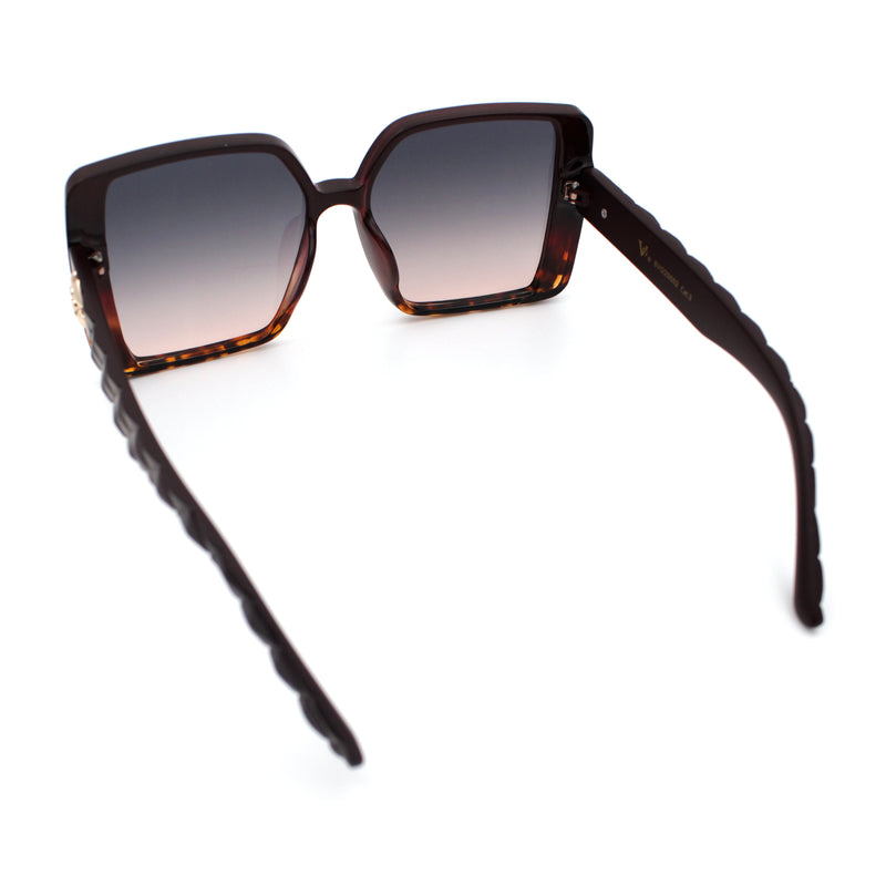 Womens Oversized Rectangular Designer Fashion Classic Mod Sunglasses