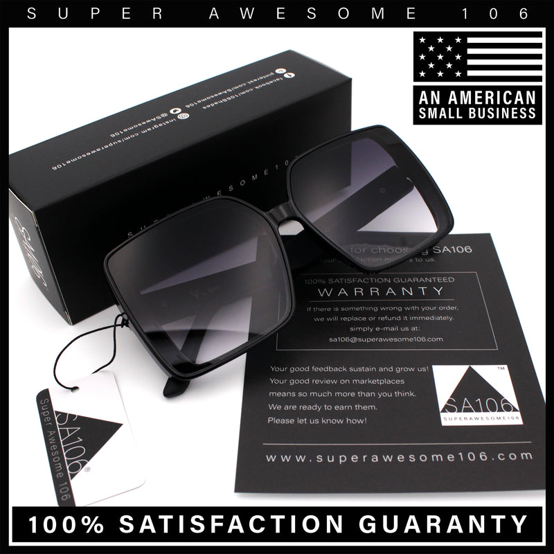Womens Oversized Rectangular Designer Fashion Classic Mod Sunglasses