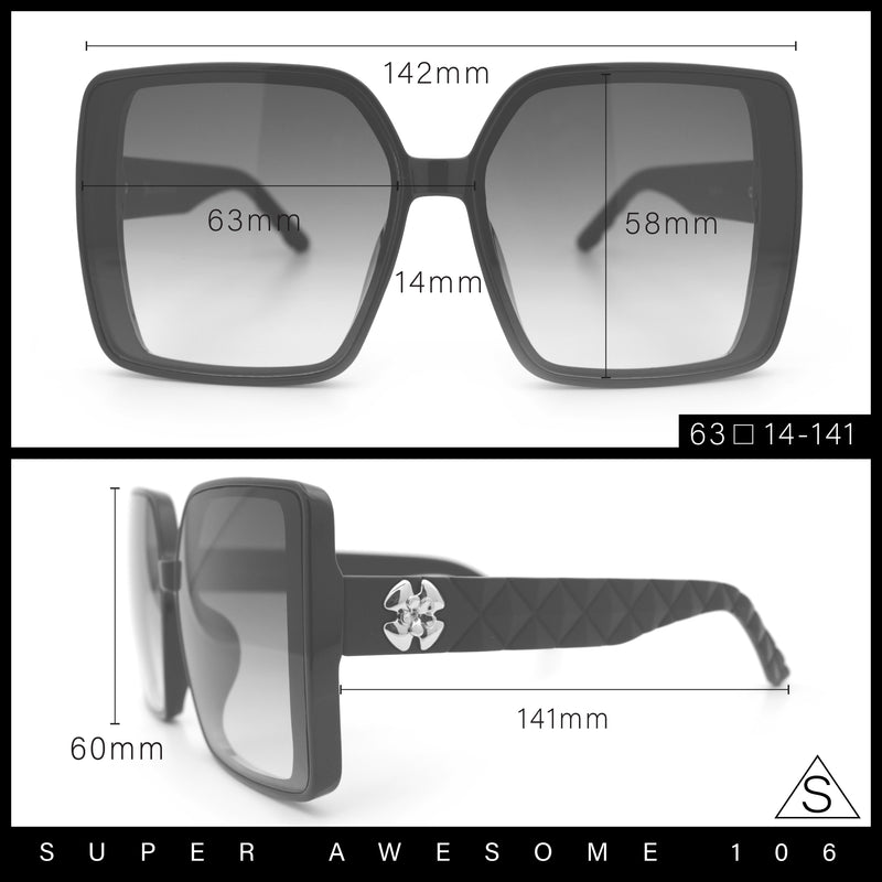 Womens Oversized Rectangular Designer Fashion Classic Mod Sunglasses