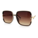 Womens Oversized Rectangle Floral Chain Arm Designer Fashion Sunglasses