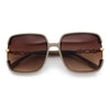 Womens Oversized Rectangle Floral Chain Arm Designer Fashion Sunglasses