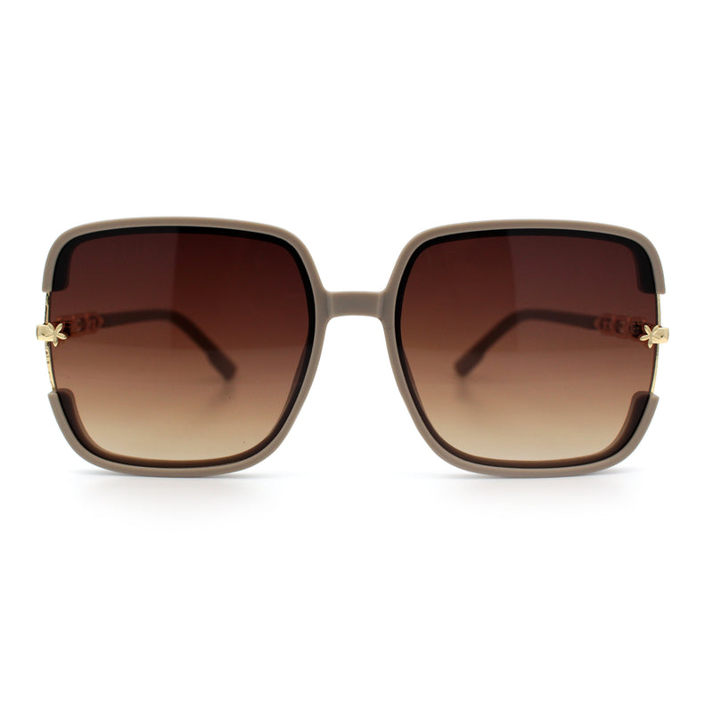 Womens Oversized Rectangle Floral Chain Arm Designer Fashion Sunglasses
