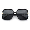 Womens Oversized Rectangle Floral Chain Arm Designer Fashion Sunglasses