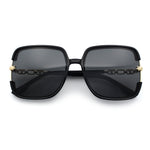 Womens Oversized Rectangle Floral Chain Arm Designer Fashion Sunglasses