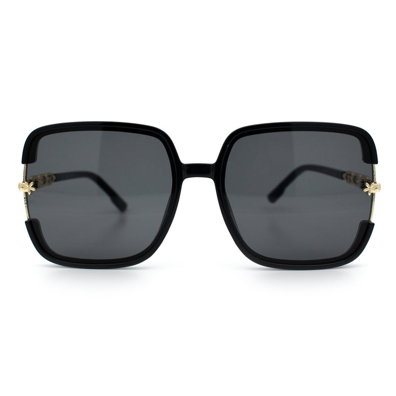 Womens Oversized Rectangle Floral Chain Arm Designer Fashion Sunglasses