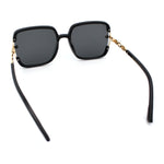Womens Oversized Rectangle Floral Chain Arm Designer Fashion Sunglasses