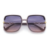 Womens Oversized Rectangle Floral Chain Arm Designer Fashion Sunglasses