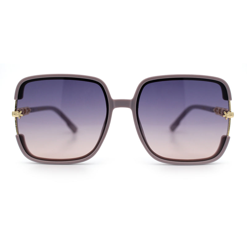 Womens Oversized Rectangle Floral Chain Arm Designer Fashion Sunglasses