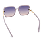 Womens Oversized Rectangle Floral Chain Arm Designer Fashion Sunglasses